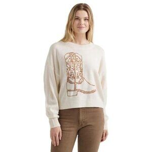 Wrangler Retro Women's Long Sleeve Boot Print Sweater - Off White